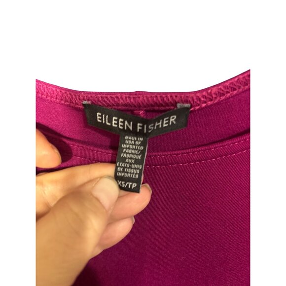 Eileen Fisher XS Magenta Long-Sleeve Tunic Top Flowy Fit 95% Viscose & 5% Spande - Picture 2 of 4